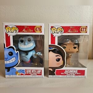 Princess Jasmine and Genie with Bottle Disney Aladdin Funko Pop #476 #477